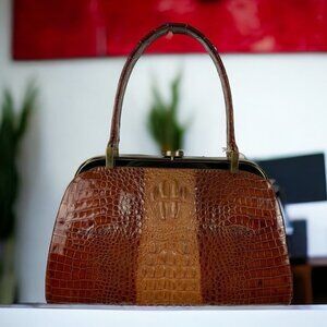 ** Genuine Crocodile Leather Hornback Skin Top Handle Bag (VTG)